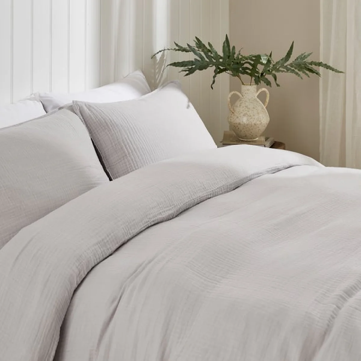 Cotton Muslin Duvet Cover Set Mauve – image 5