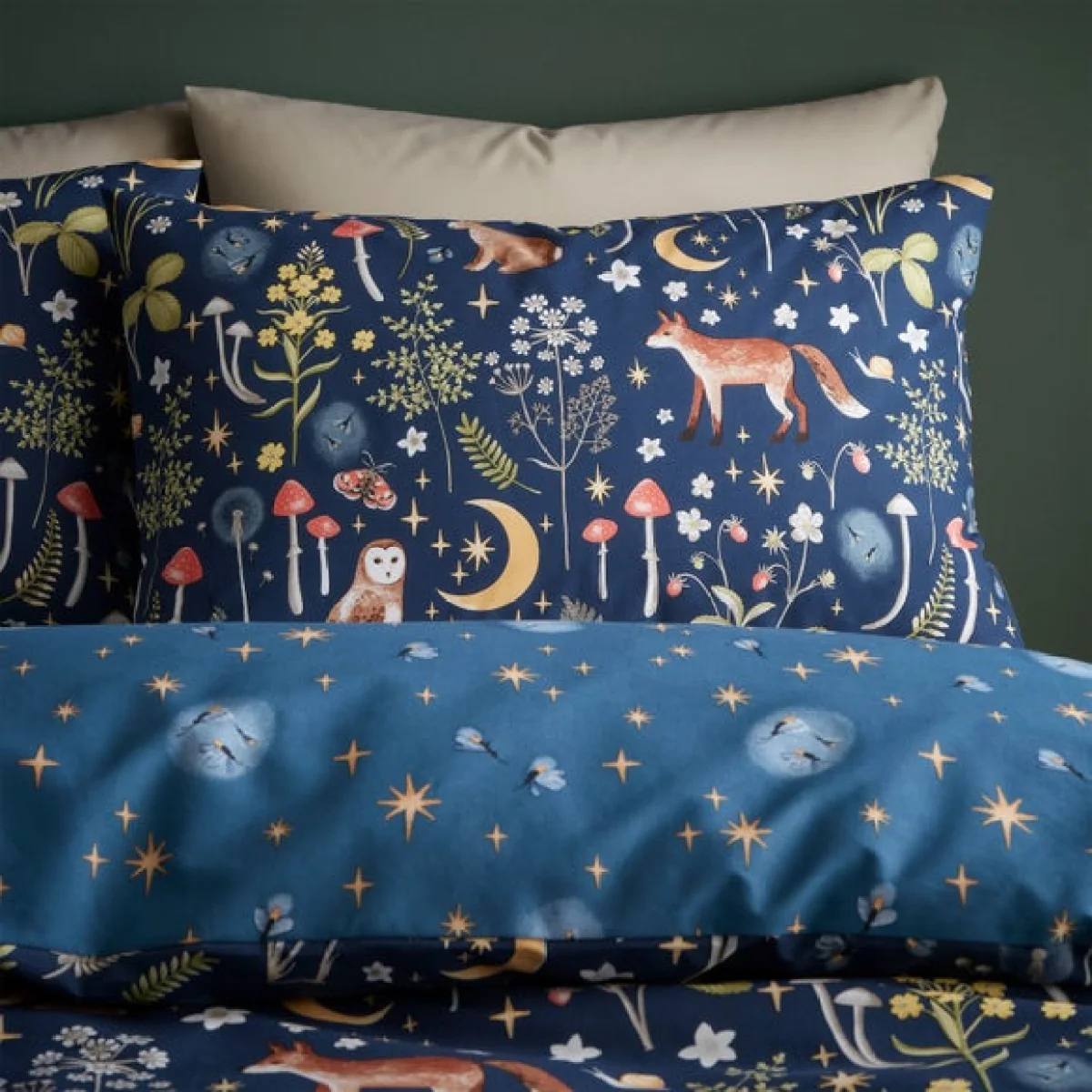 Catherine Lansfield Enchanted Twilight Animals Reversible Blue Duvet Cover & Pillowcase Set Blue – image 2