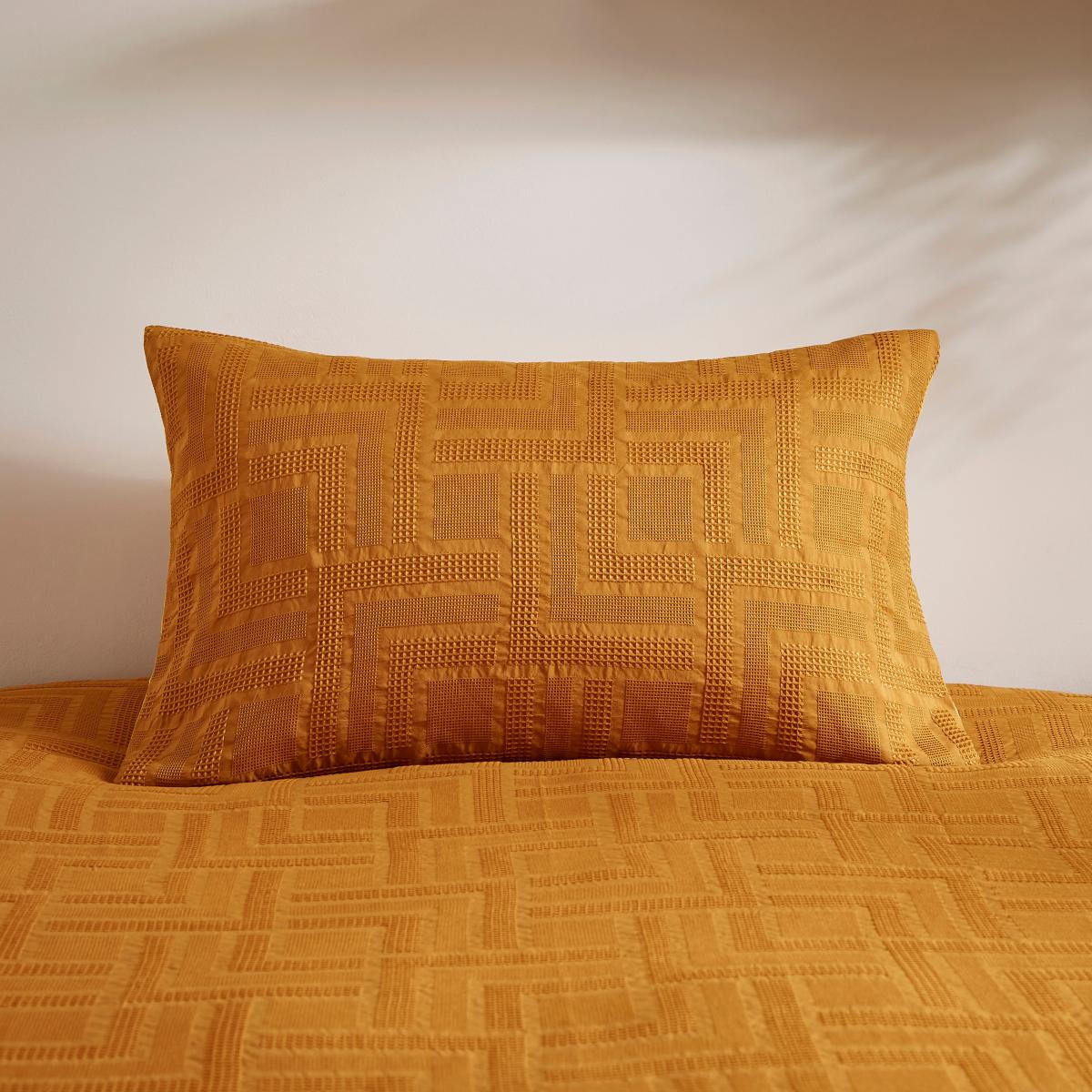Lyla Textured Waffle Duvet Cover and Pillowcase Set Olive (Green) – image 3
