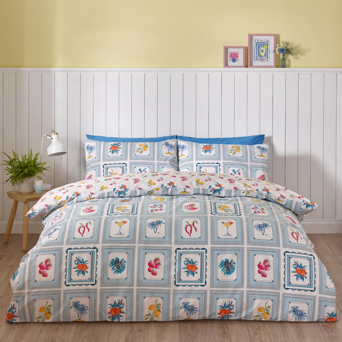 Catherine Lansfield Riviera Tiles Reversible Duvet Cover & Pillowcase Set – image 1