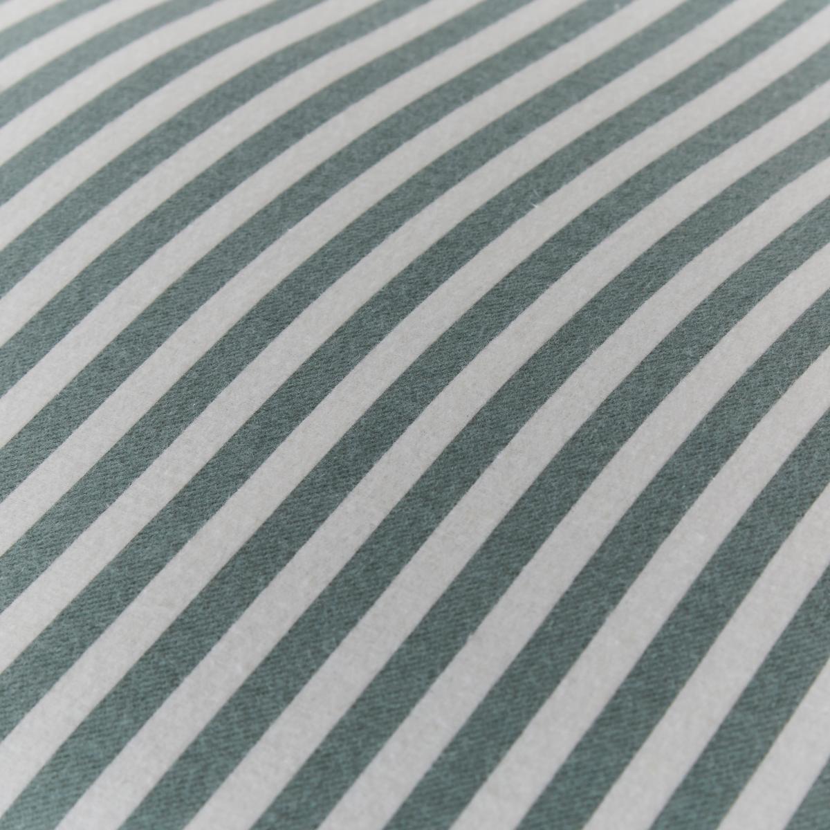 Green Stripe Brushed Cotton Duvet Cover and Pillowcase Set Natural – image 6