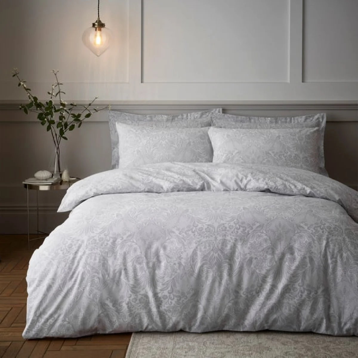 Emelie Grey Duvet Cover and Pillowcase Set Grey – image 2