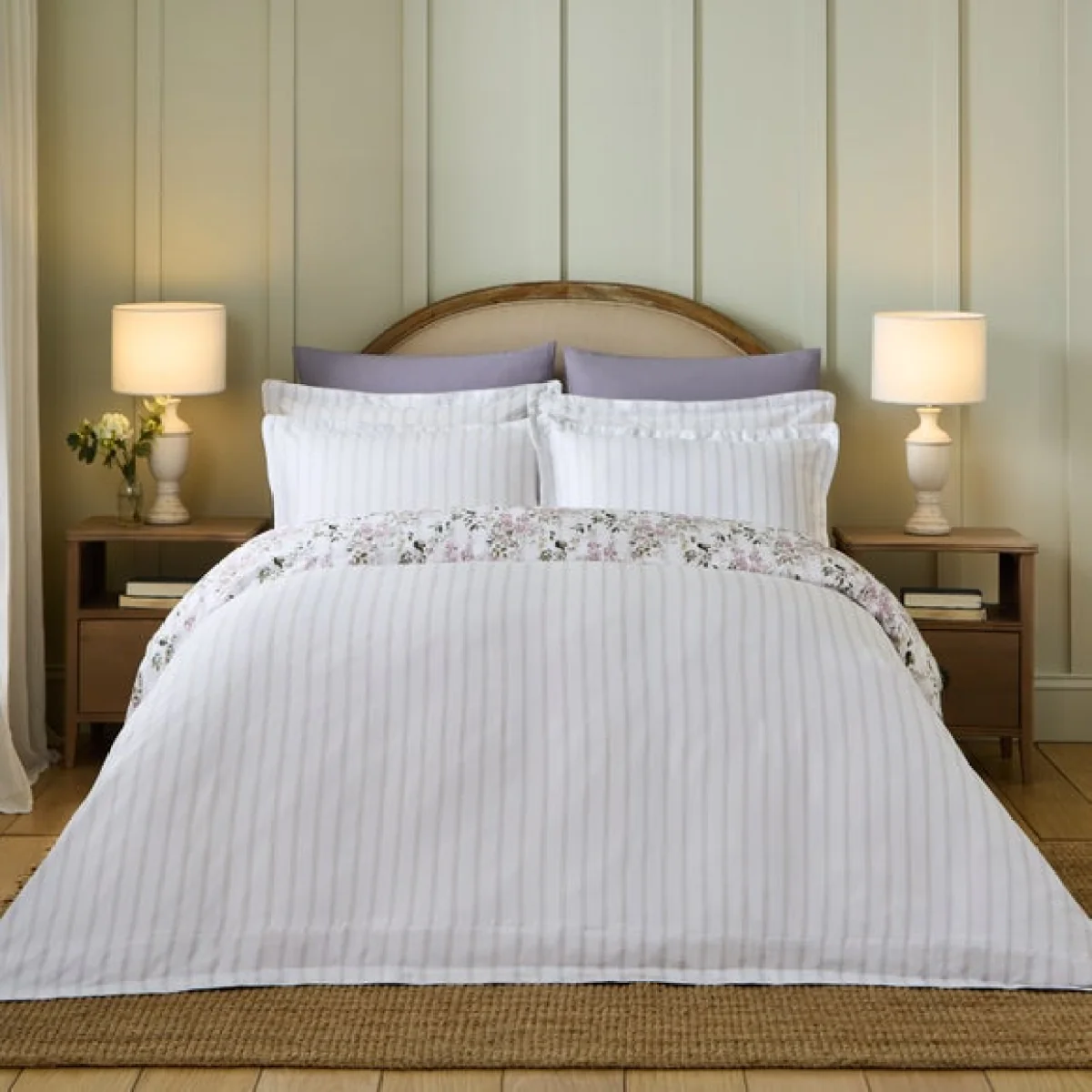 Dorma Hampton Stripe 100% Cotton Sateen Duvet Cover & Pillowcase Set – image 2