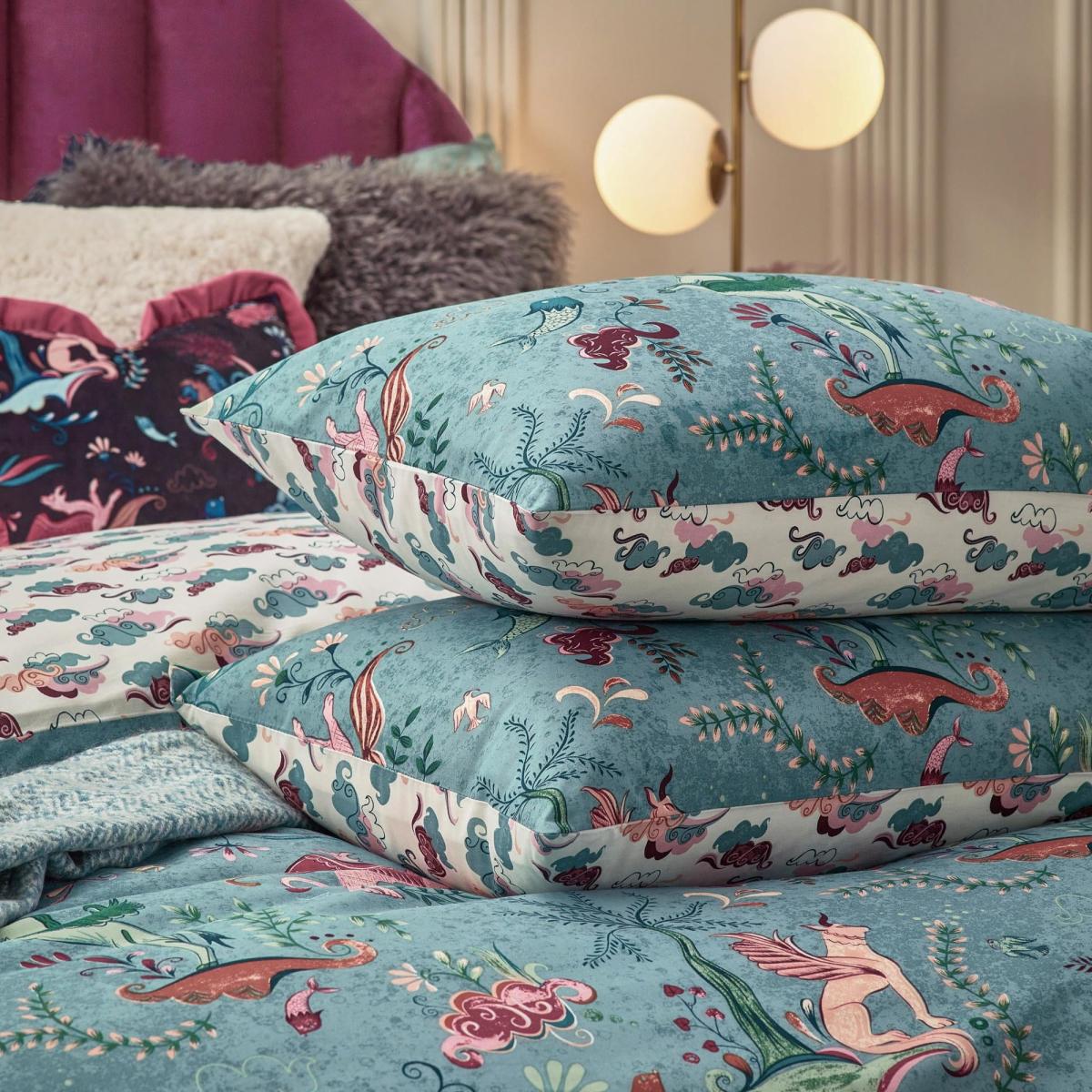 Furn Athena Reversible Duvet Cover and Pillowcase Set Blue – image 3