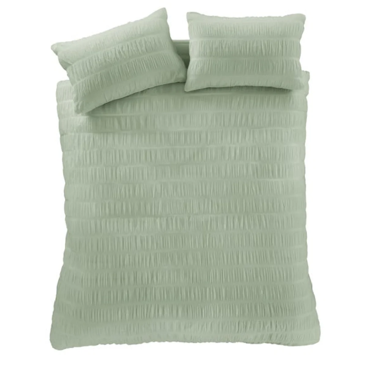 Catherine Lansfield Seersucker Sage Green Duvet Cover and Pillowcase Set Sage – image 5