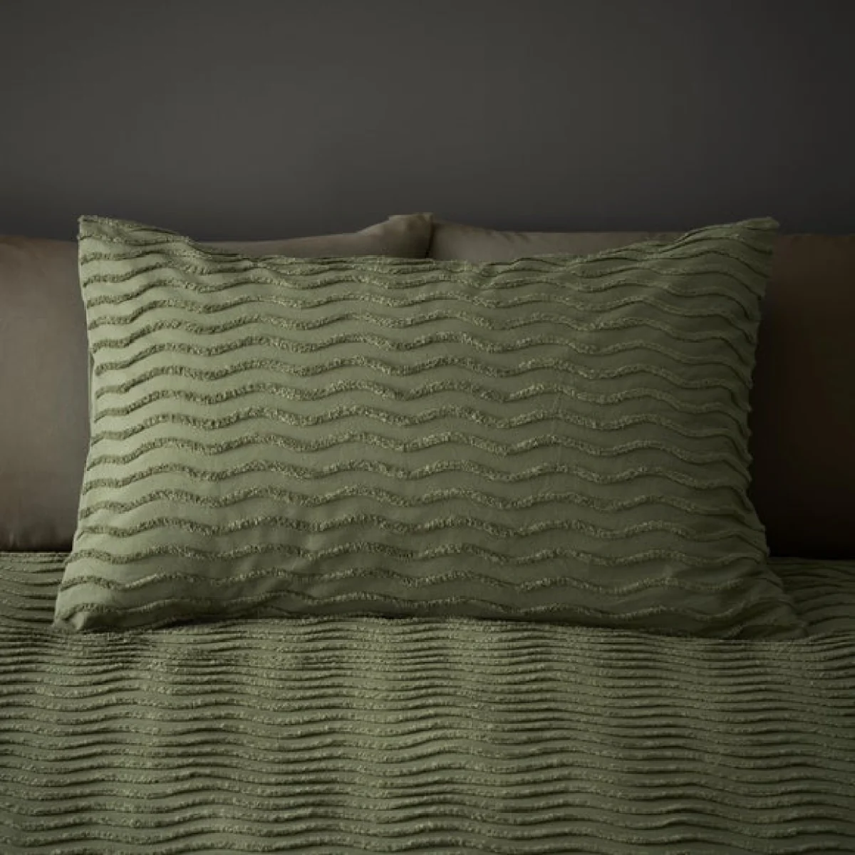 Arlo Olive 100% Cotton Duvet Cover and Pillowcase Set Olive (Green) – image 2