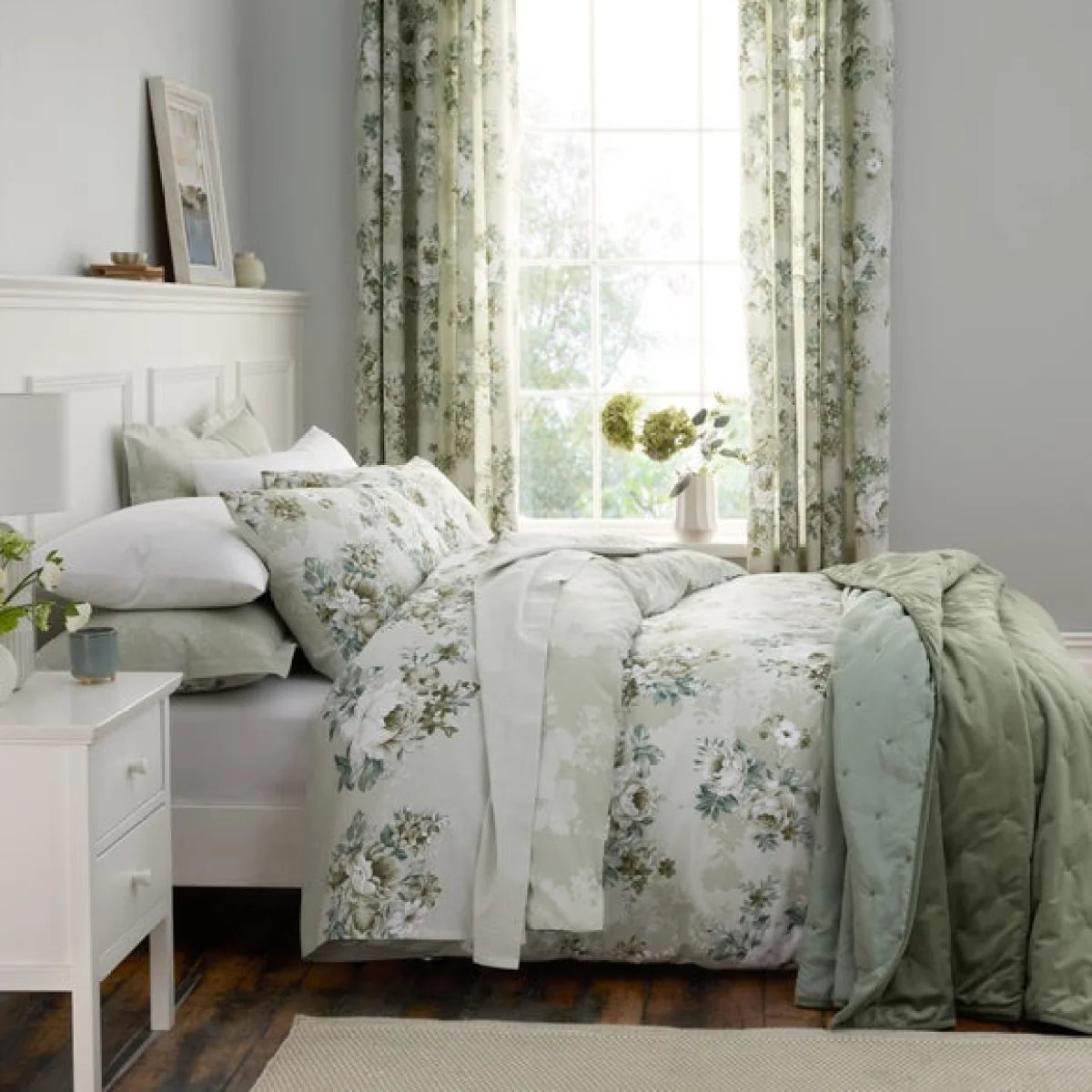 Darla Floral Sage Duvet Cover and Pillowcase Set Sage (Green) – image 6