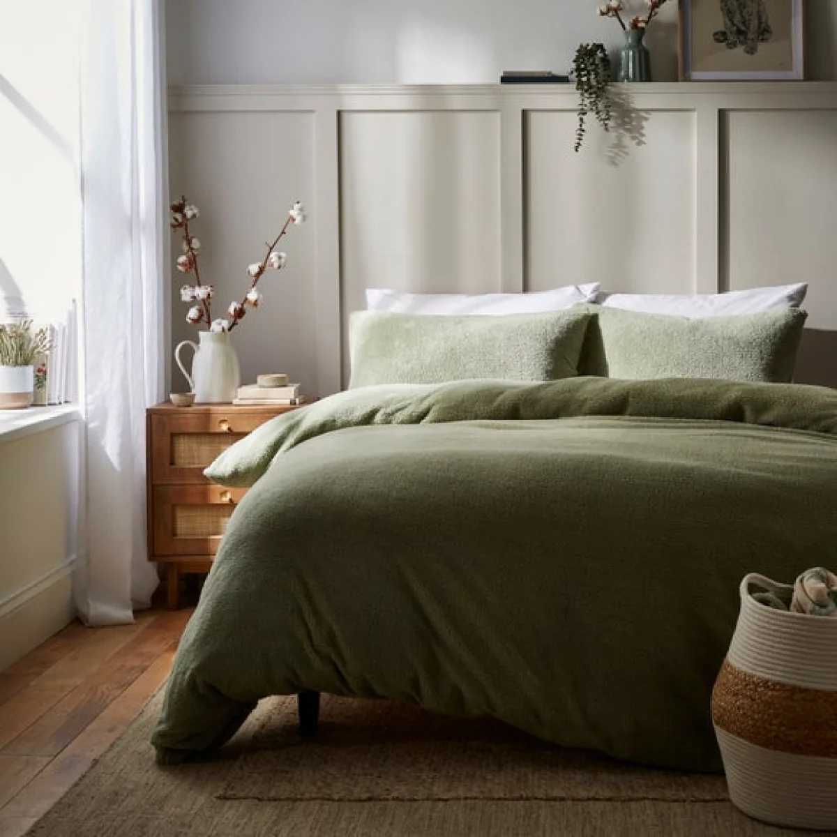Teddy Duvet Cover and Pillowcase Set Sage (Green) – image 1