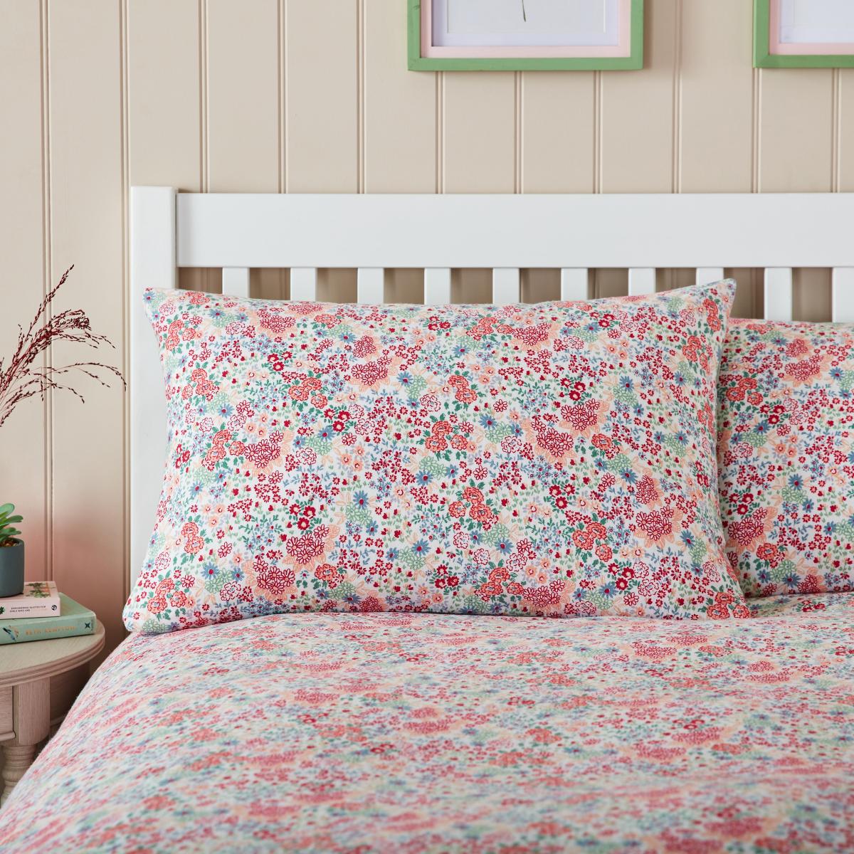 Autumnnal Ditsy Brushed Cotton Duvet Cover and Pillowcase Set MultiColoured – image 2