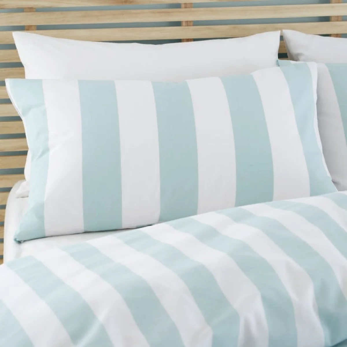 Catherine Lansfield Cove Stripe Duck Egg Blue Duvet Cover and Pillowcase Set Duck Egg (Blue) – image 3