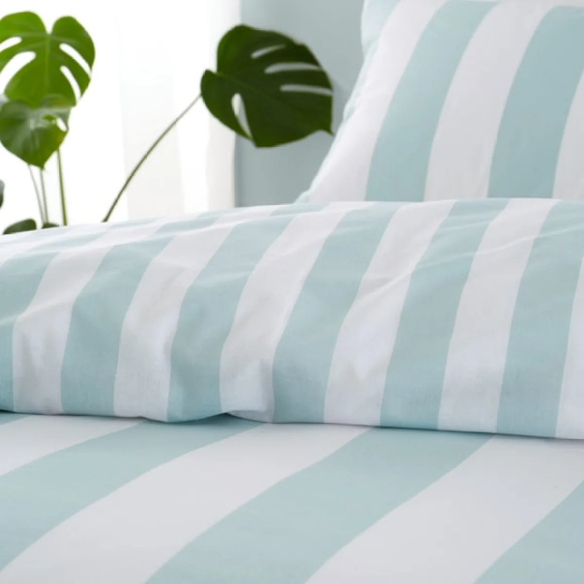 Catherine Lansfield Cove Stripe Duck Egg Blue Duvet Cover and Pillowcase Set Duck Egg (Blue) – image 4