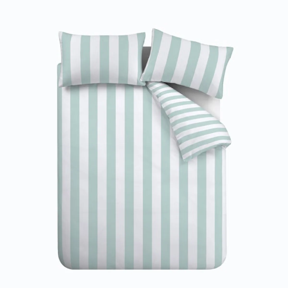 Catherine Lansfield Cove Stripe Duck Egg Blue Duvet Cover and Pillowcase Set Duck Egg (Blue) – image 5