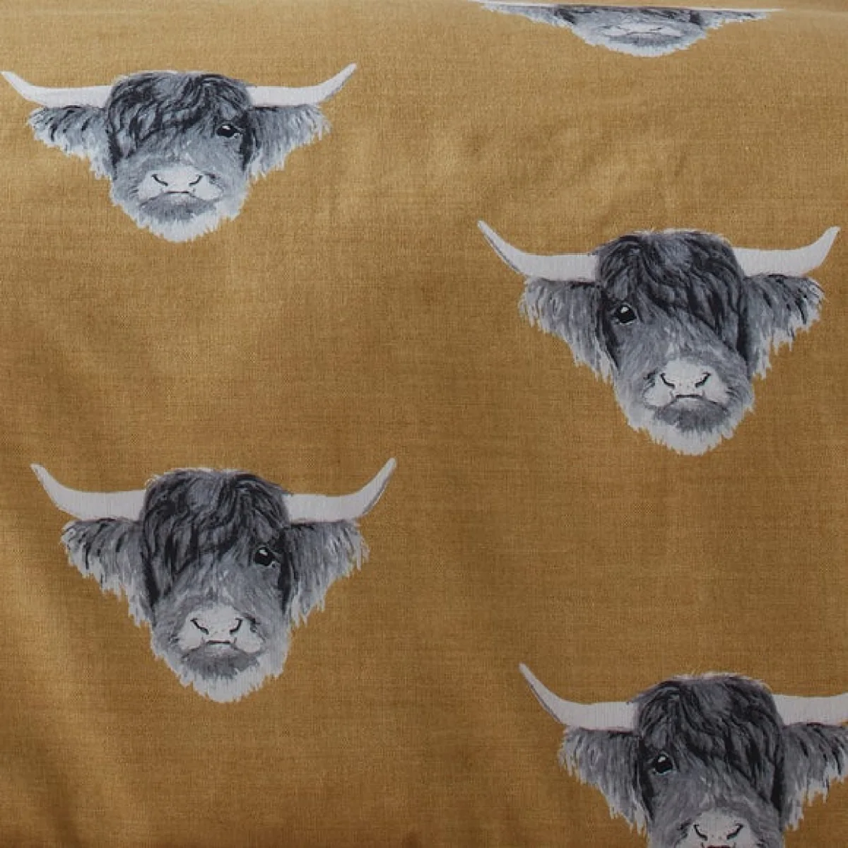 Fusion Snug Highland Cow Ochre Duvet Cover and Pillowcase Set Ochre – image 3