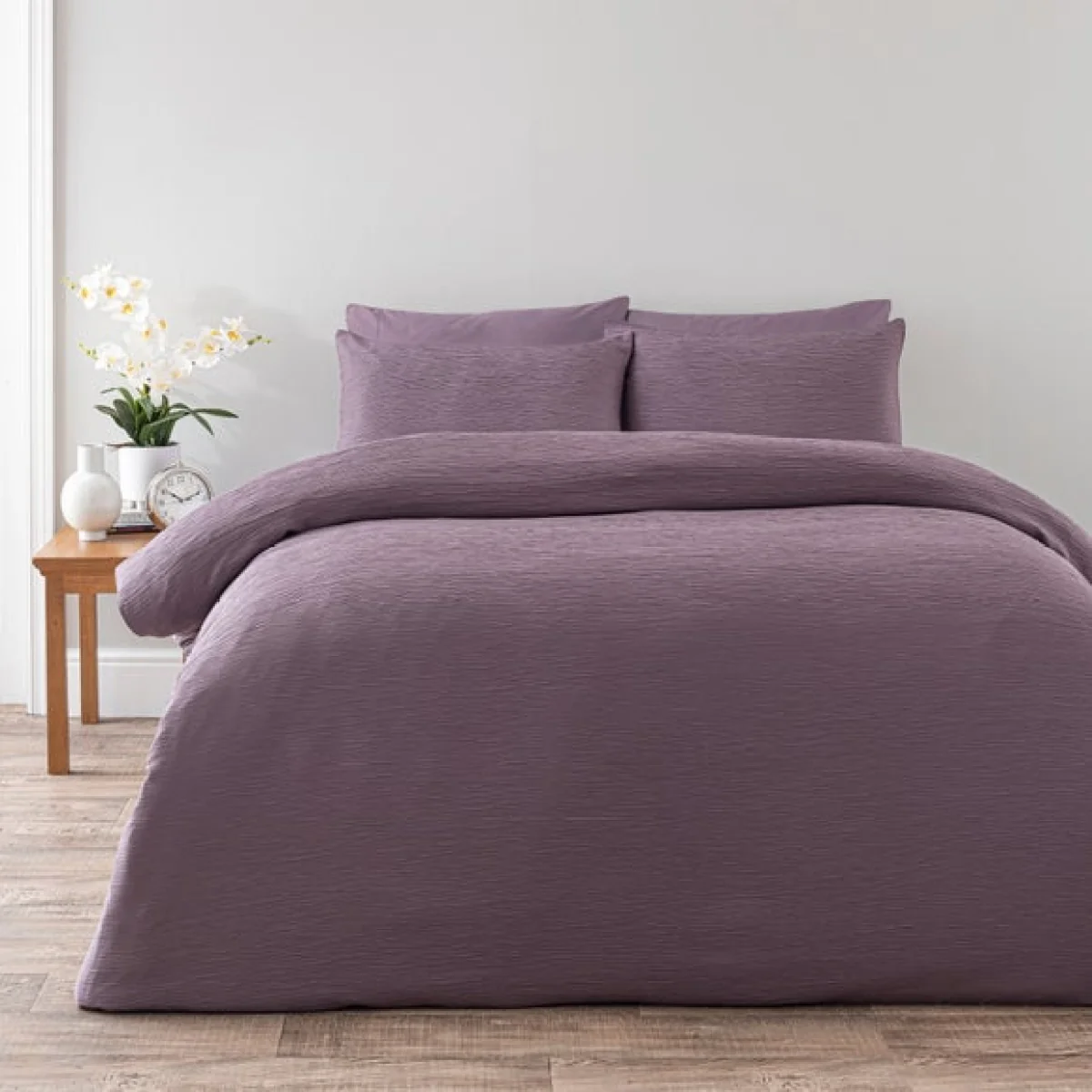 Alford Textured Thistle Duvet Cover and Pillowcase Set Thistle – image 1