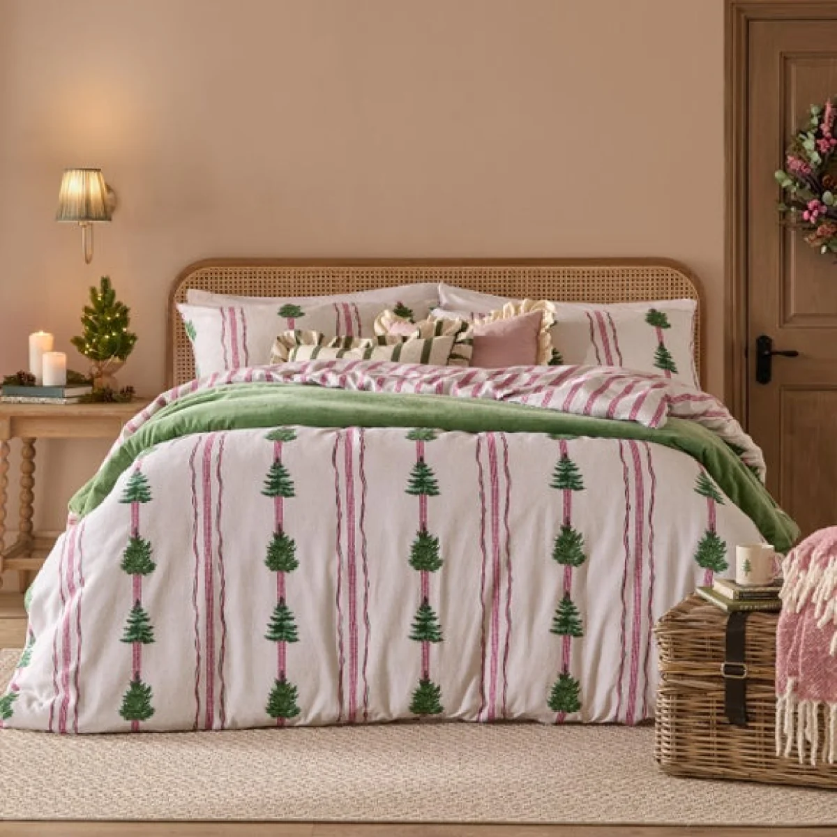 Wylder Spruce Stripe 100% Brushed Cotton Duvet Cover & Pillowcase Set – image 1