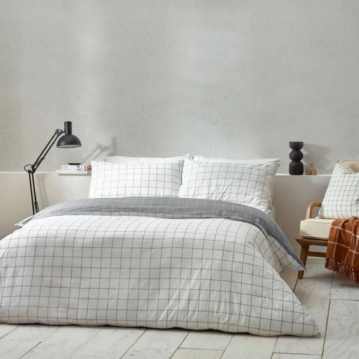Yard Howarth Check Moss Duvet Cover and Pillowcase Set Light Moss – image 4
