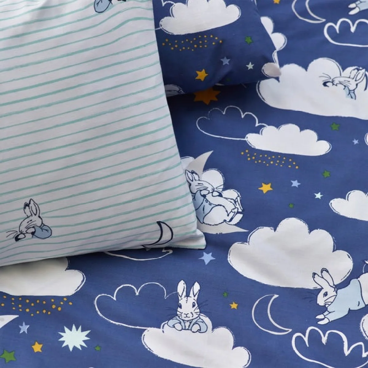 Peter Rabbit™ Sleepy Head Blue Duvet Cover and Pillowcase Set Blue/White – image 3