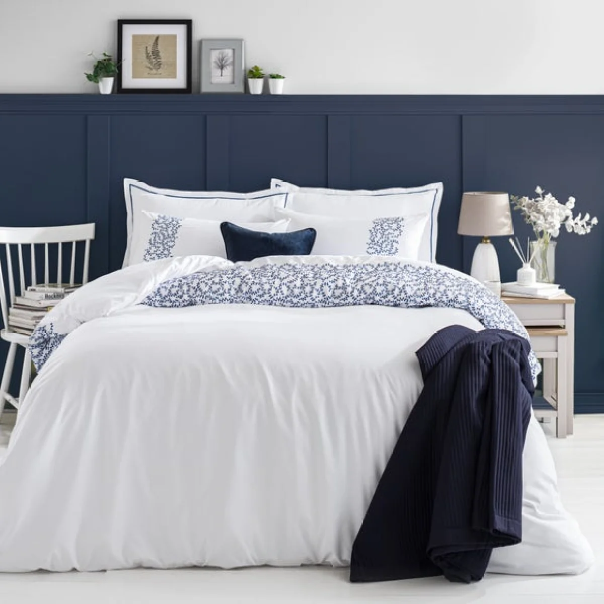 Kersey Embroidery Blue Duvet Cover & Pillowcase Set Blue