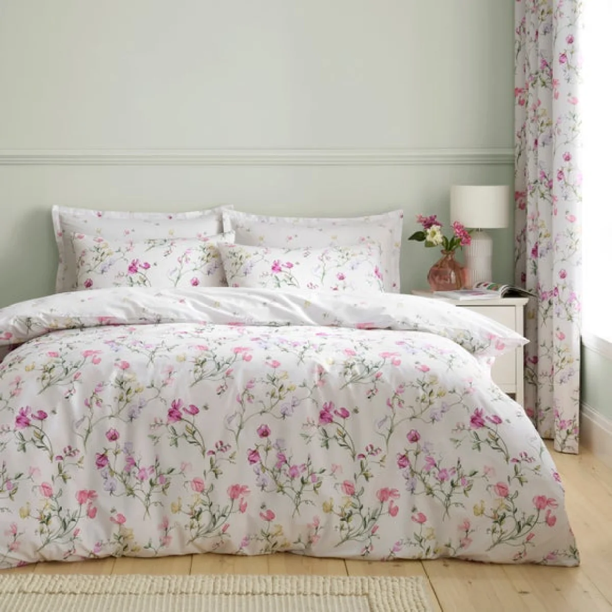 Raya Sweetpea Polycotton Duvet Cover & Pillowcase Set – image 1