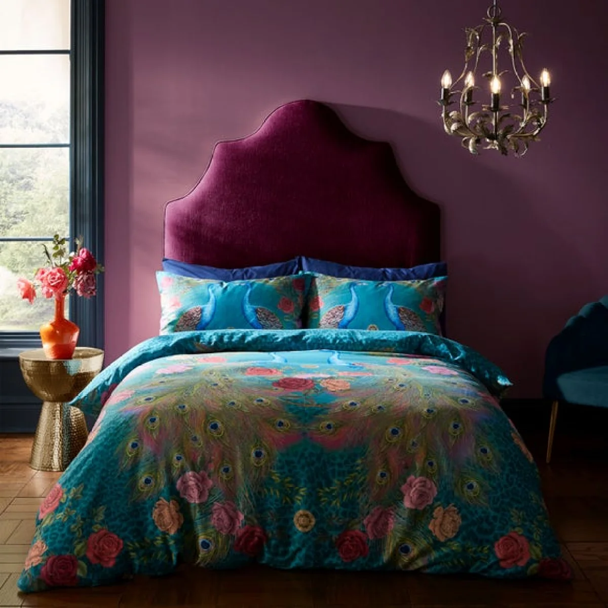 Matthew Williamson Xanadu Peacock 200 Thread Count Cotton Pink Duvet Cover and Pillowcase Set Pink – image 2