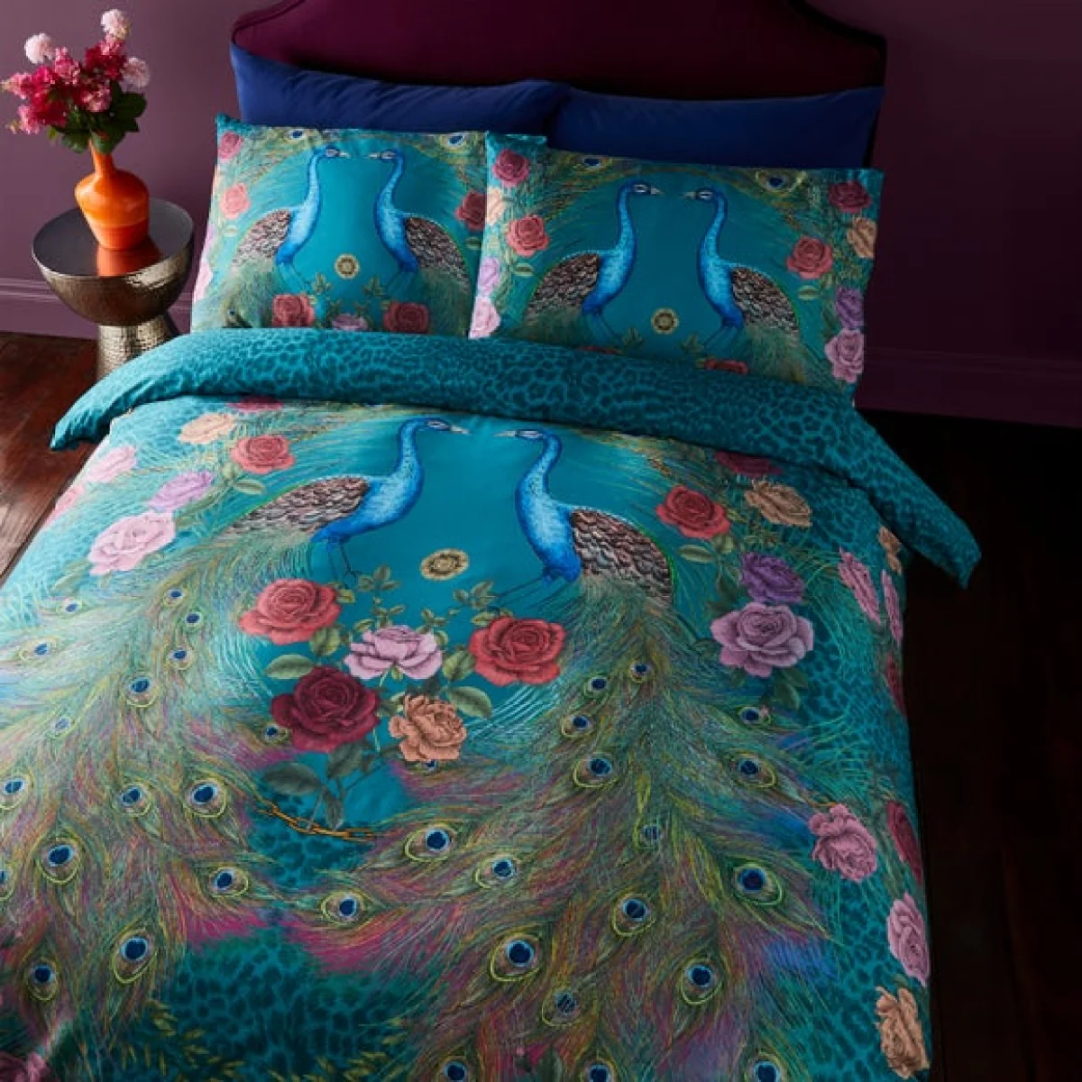 Matthew Williamson Xanadu Peacock 200 Thread Count Cotton Pink Duvet Cover and Pillowcase Set Pink – image 7