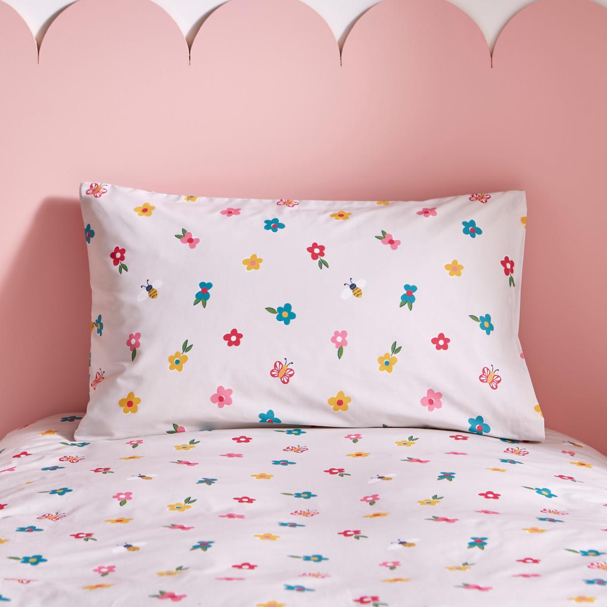 Toadstool Floral Bright Duvet Cover and Pillowcase Set MultiColoured – image 4