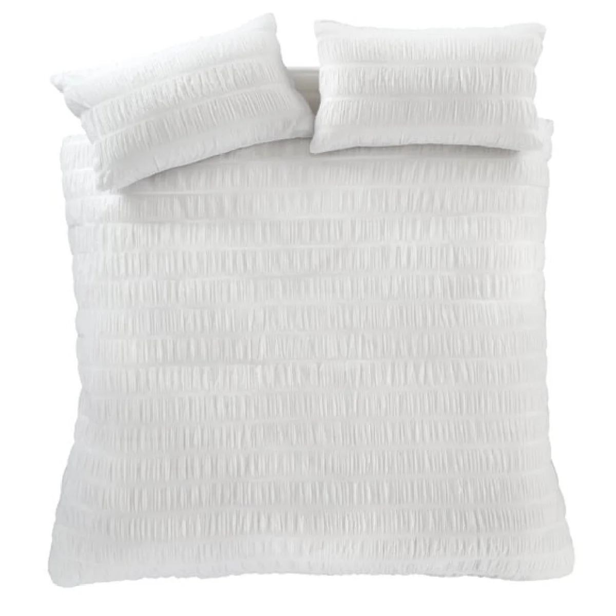 Seersucker White Reversible Duvet Cover & Pillowcase Set Natural (White) – image 5