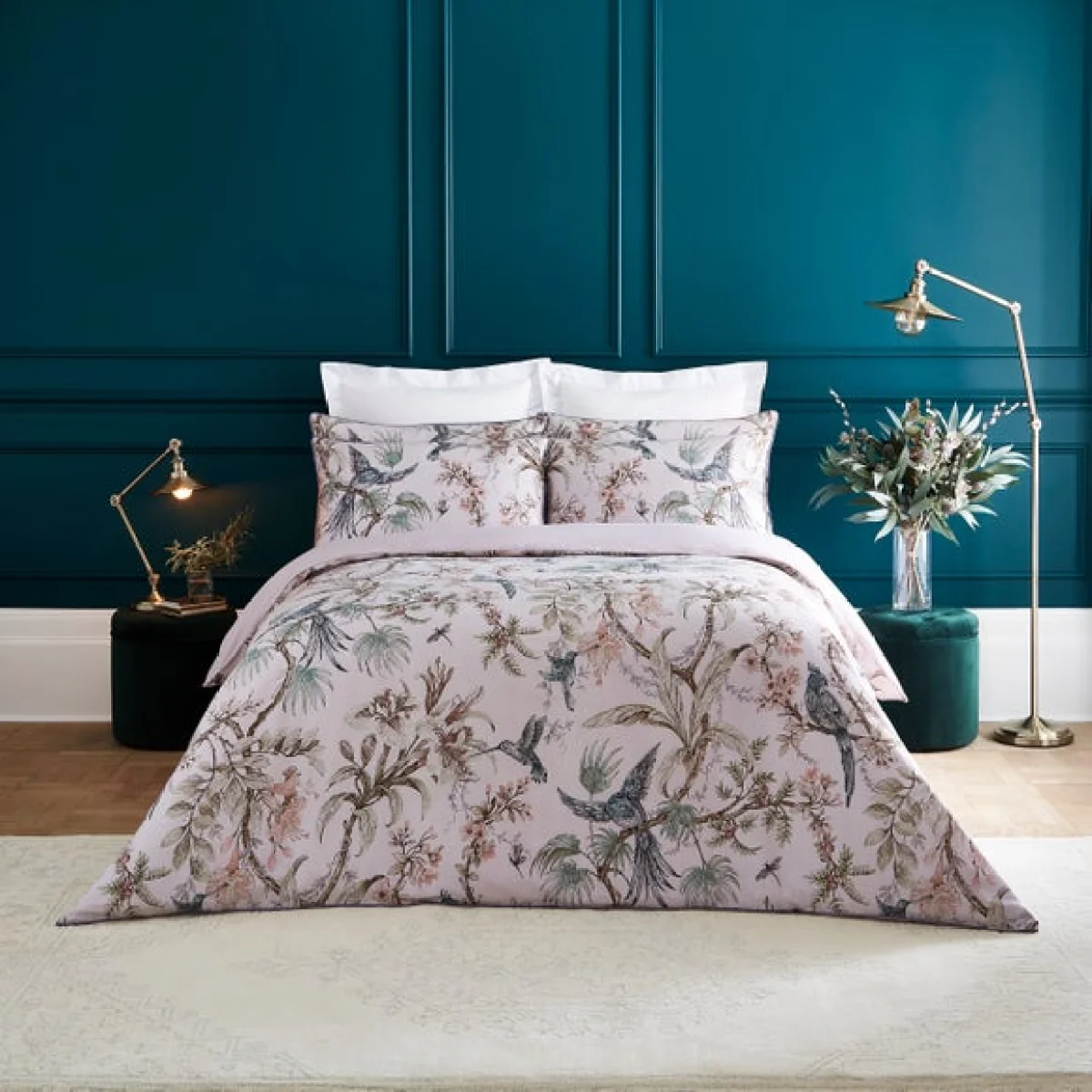 Dorma Lillian 100% Cotton Duvet Cover and Pillowcase Set Mauve – image 1