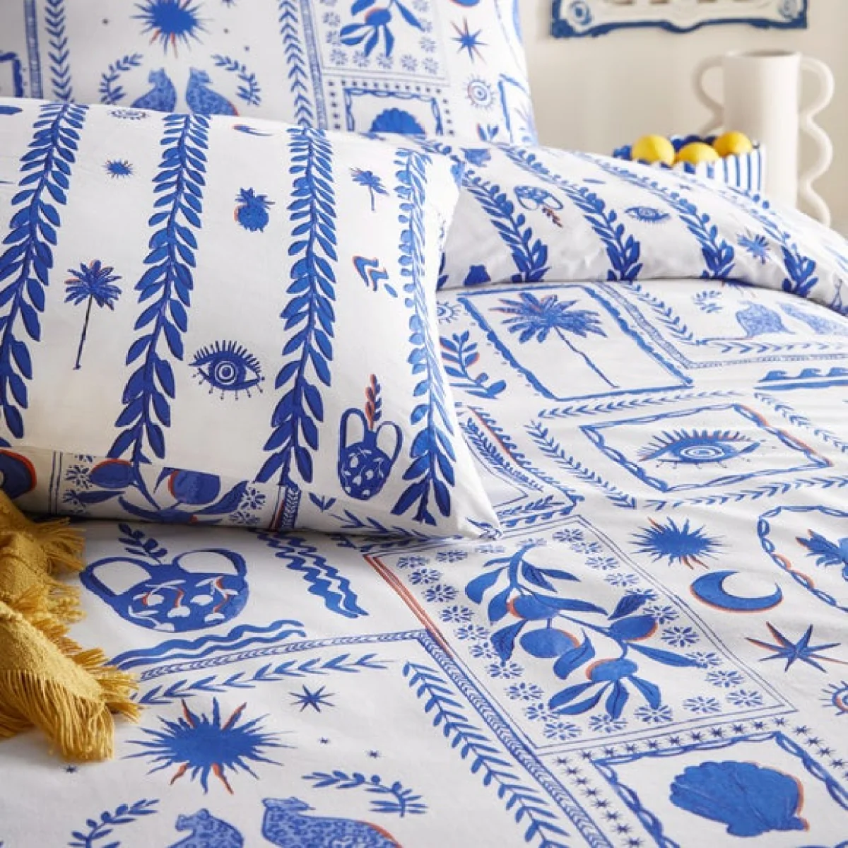 furn. Frieze Blue Duvet Cover and Pillowcase Set Blue – image 4