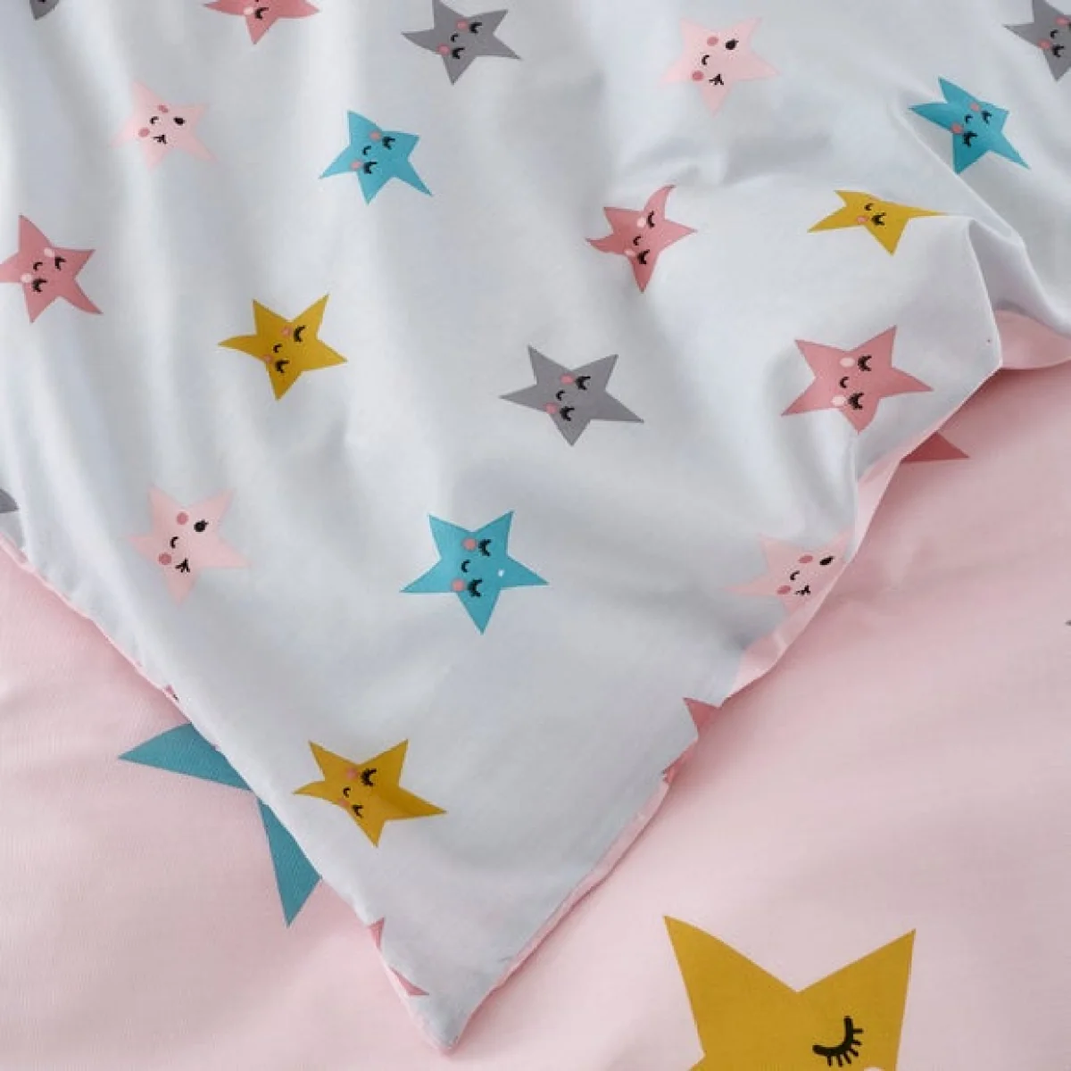 Cosatto Happy Stars 100% Cotton Duvet Cover and Pillowcase Set Pink, Blue and White – image 4