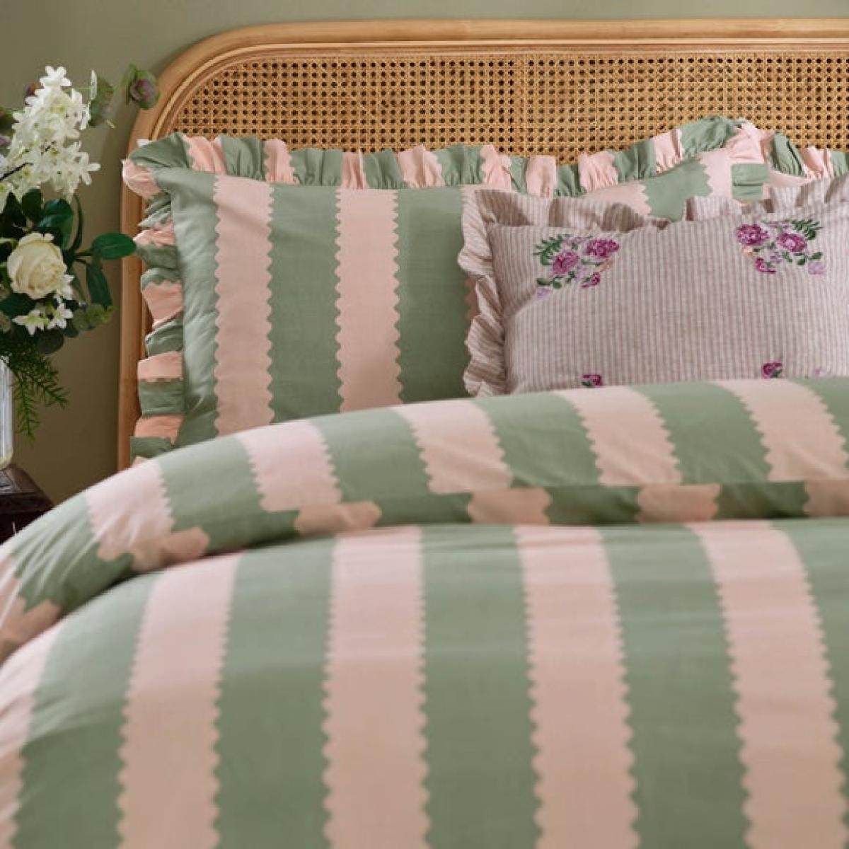 Wylder Nature Birdie Stripe Polycotton Duvet Cover & Pillowcase Set – image 2