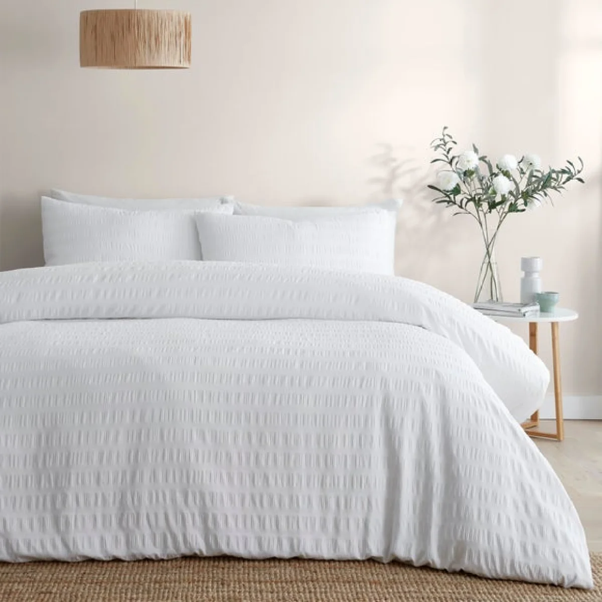 Serene Honely Duvet Cover and Pillowcase Set White – image 1