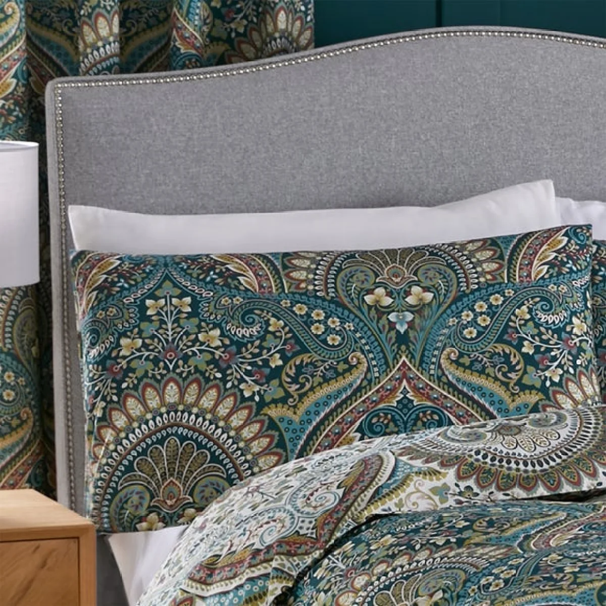 Palais Reversible Teal Duvet Cover and Pillowcase Set Teal (Green) – image 2