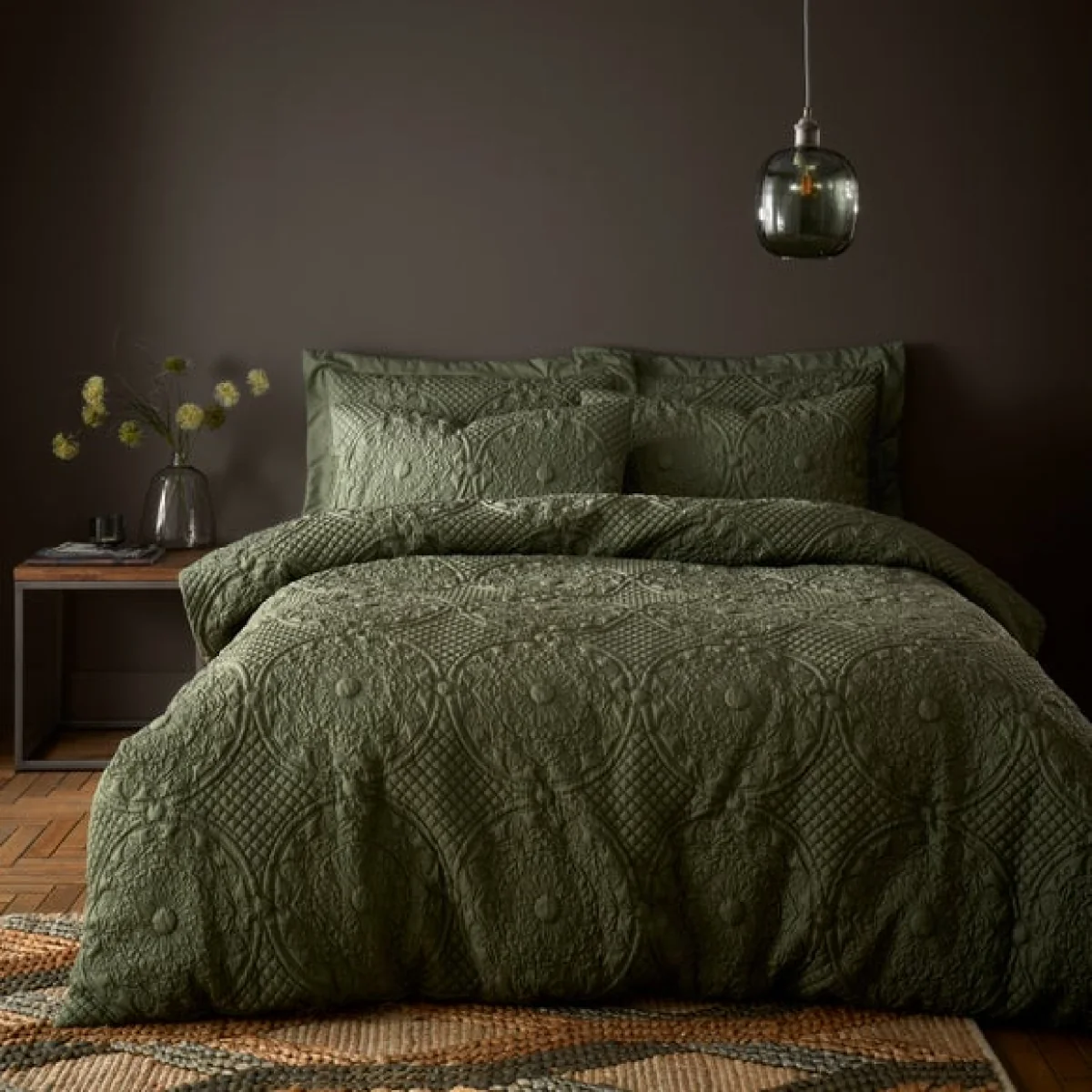 Mandalay Olive Duvet Cover and Pillowcase Set Olive – image 1