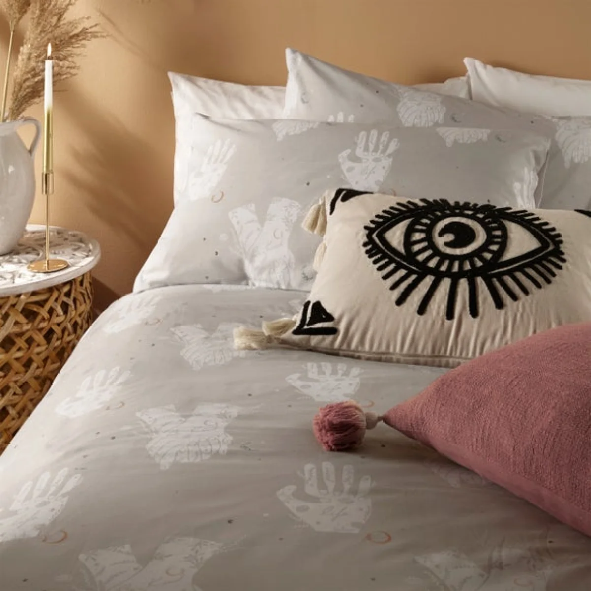furn. Be Kind Grey Duvet Cover & Pillowcase Set Grey/White – image 4