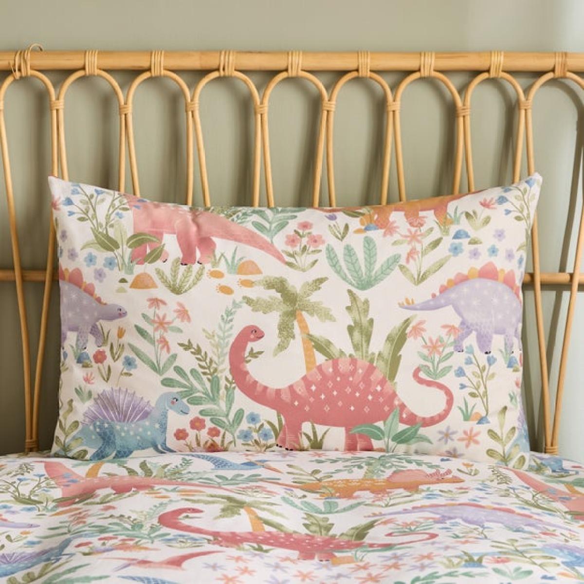 Pastel Dino Polycotton Duvet Cover & Pillowcase Set – image 2
