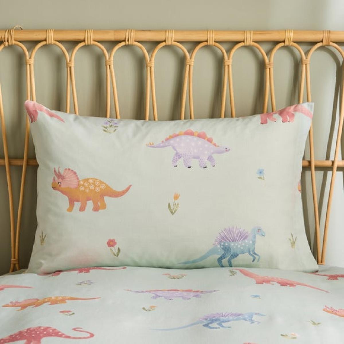 Pastel Dino Polycotton Duvet Cover & Pillowcase Set – image 4