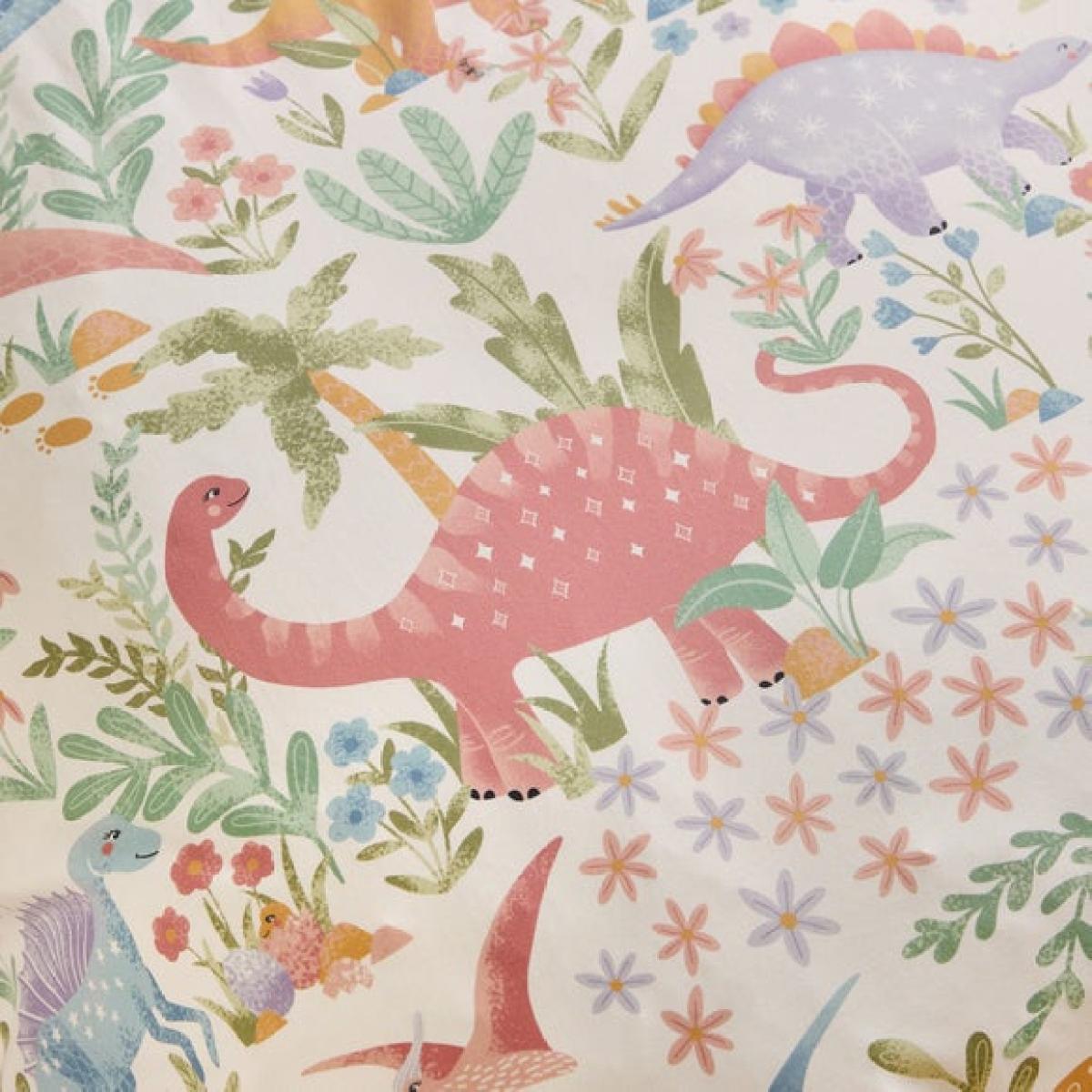 Pastel Dino Polycotton Duvet Cover & Pillowcase Set – image 5