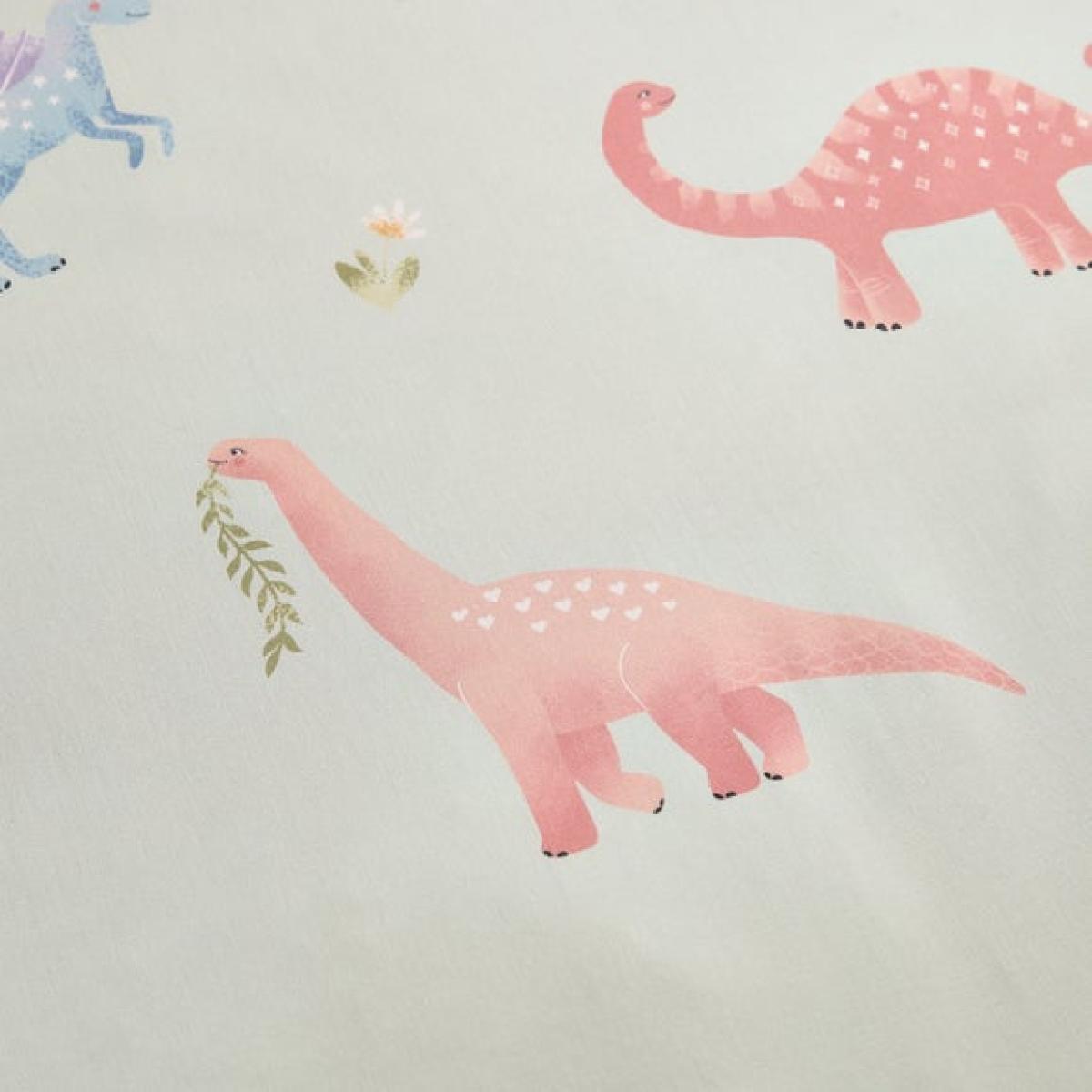 Pastel Dino Polycotton Duvet Cover & Pillowcase Set – image 6