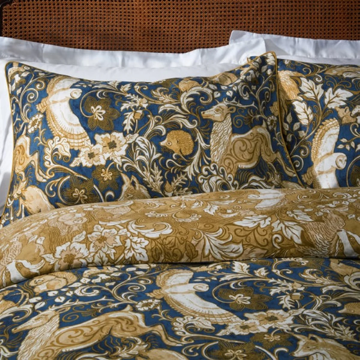 Paoletti Harewood Blue 100% Cotton Duvet Cover & Pillowcase Set Blue/Yellow – image 3