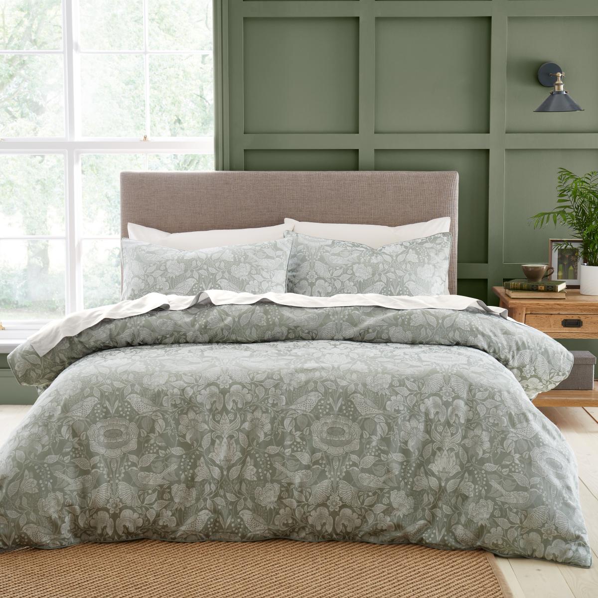 Kehlani Birds Jacquard Silver Duvet Cover and Pillowcase Set Silver – image 2