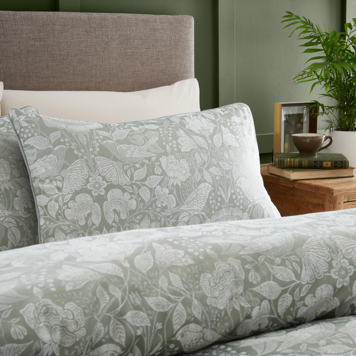Kehlani Birds Jacquard Silver Duvet Cover and Pillowcase Set Silver – image 3