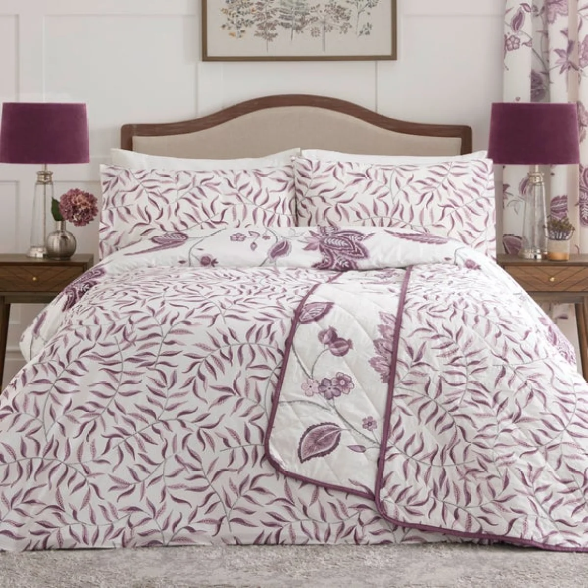 Dreams and Drapes Samira Reversible Duvet Cover and Pillowcase Set Plum Purple – image 3