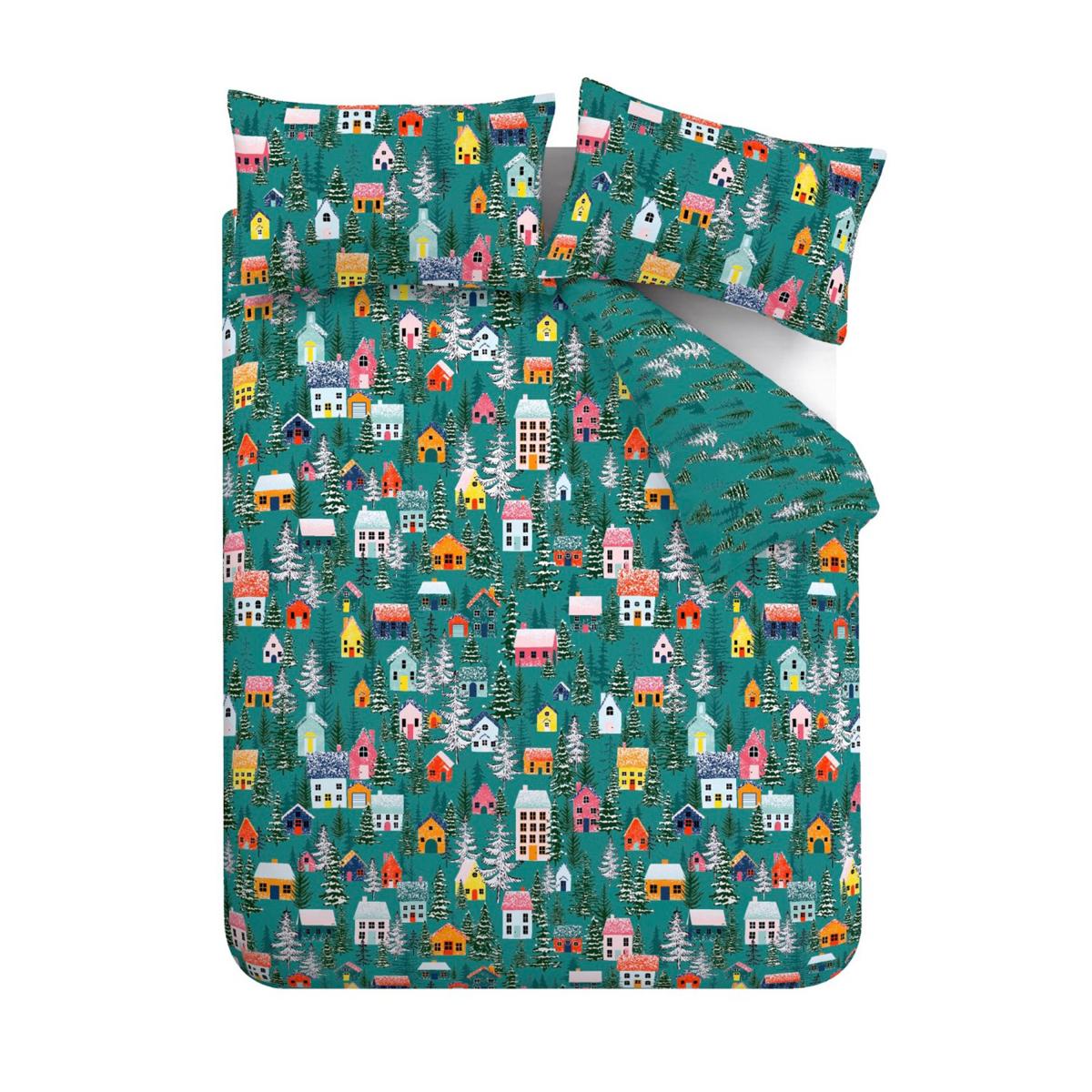 Catherine Lansfield Festive Forest Reversible Duvet Cover and Pillowcase Set Green – image 5
