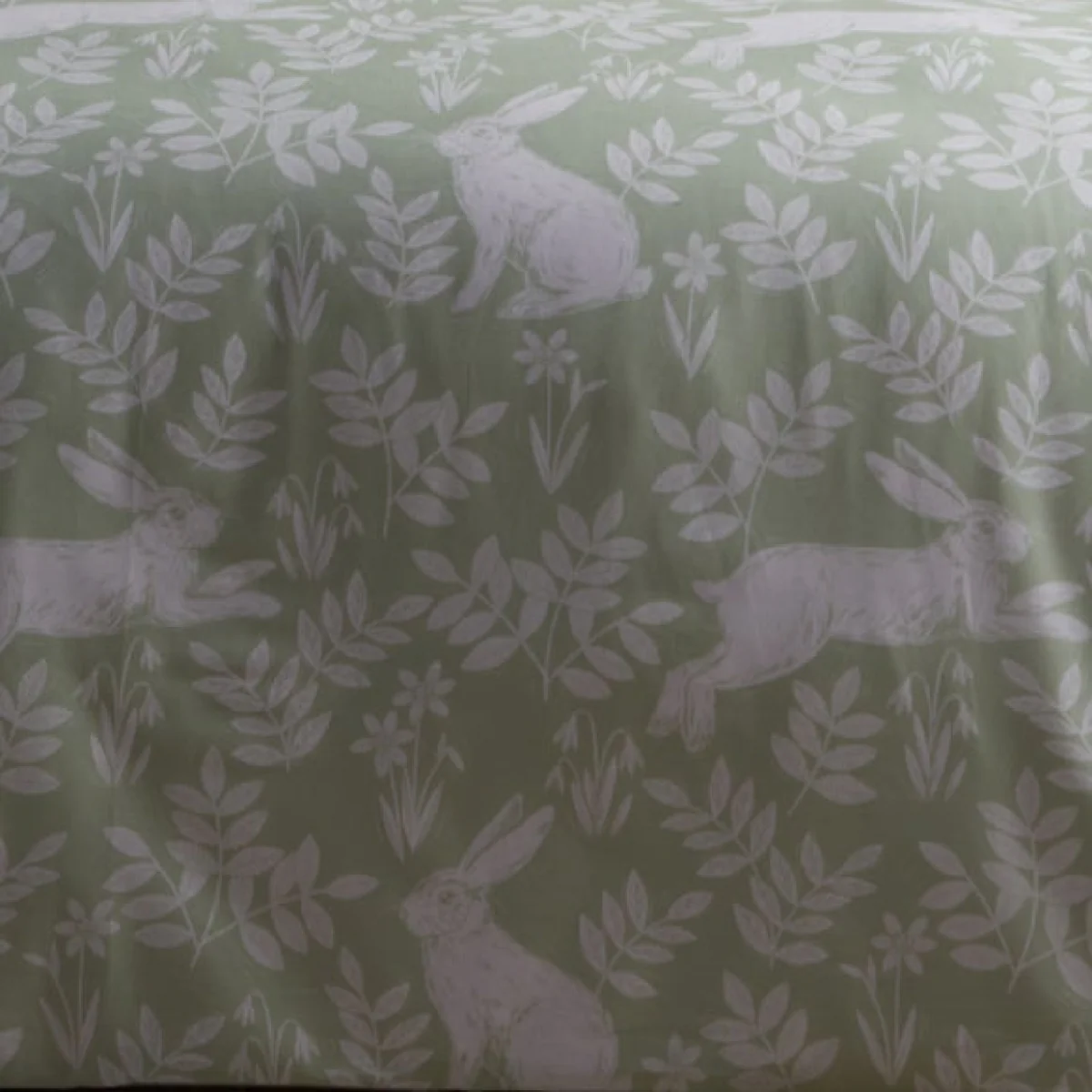 Dreams and Drapes Spring Rabbits Reversible Duvet Cover and Pillowcase Set Green – image 4