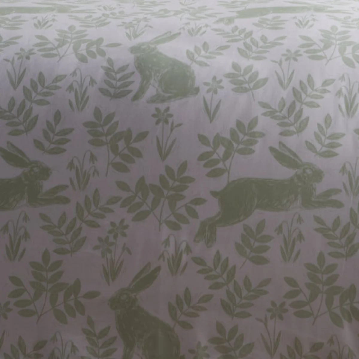 Dreams and Drapes Spring Rabbits Reversible Duvet Cover and Pillowcase Set Green – image 5