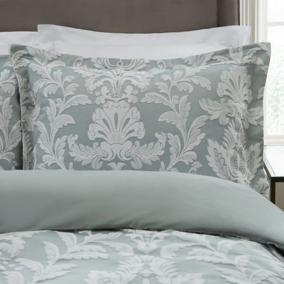 Dorma Florence Duvet Cover and Pillowcase Set Green/White – image 2