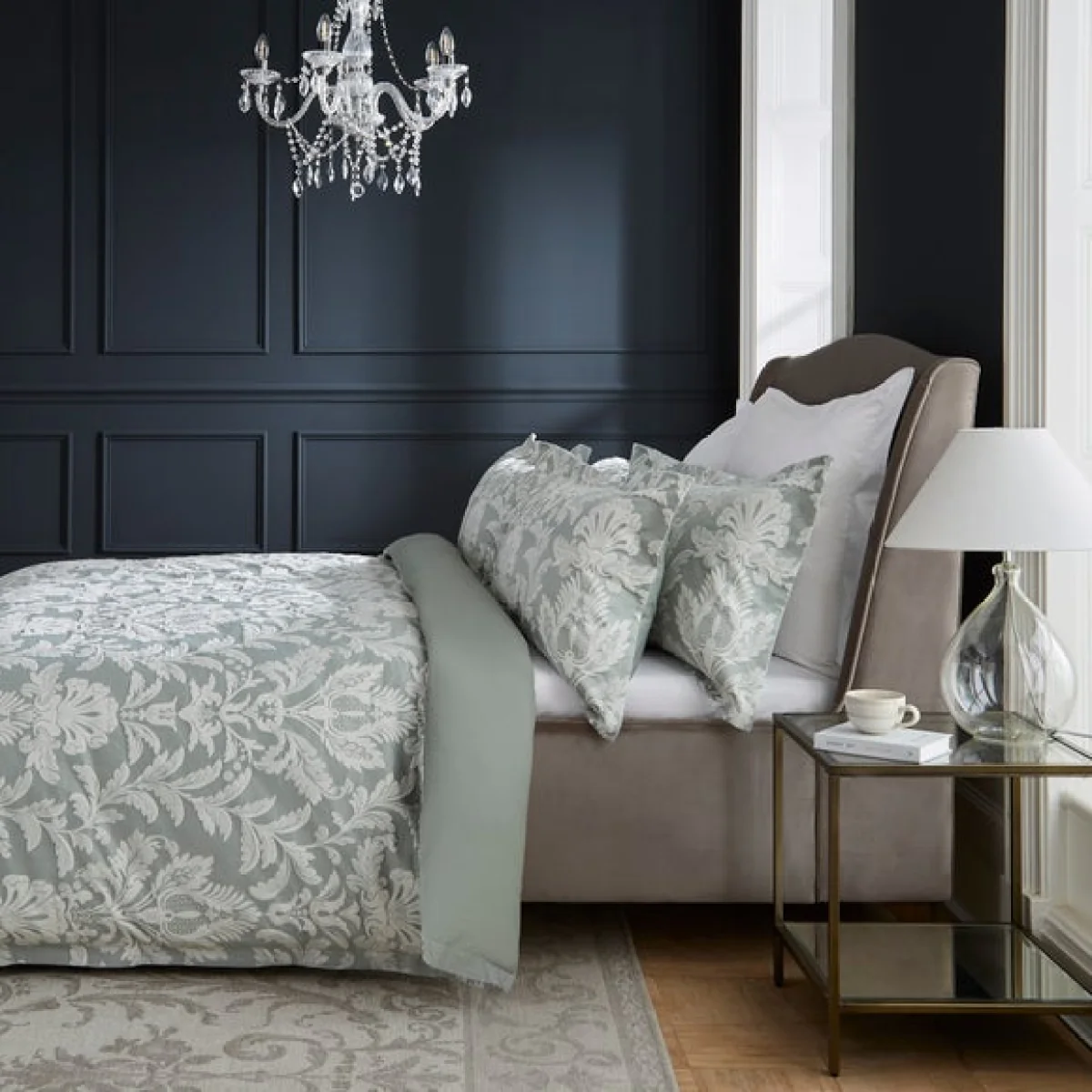 Dorma Florence Duvet Cover and Pillowcase Set Green/White – image 5