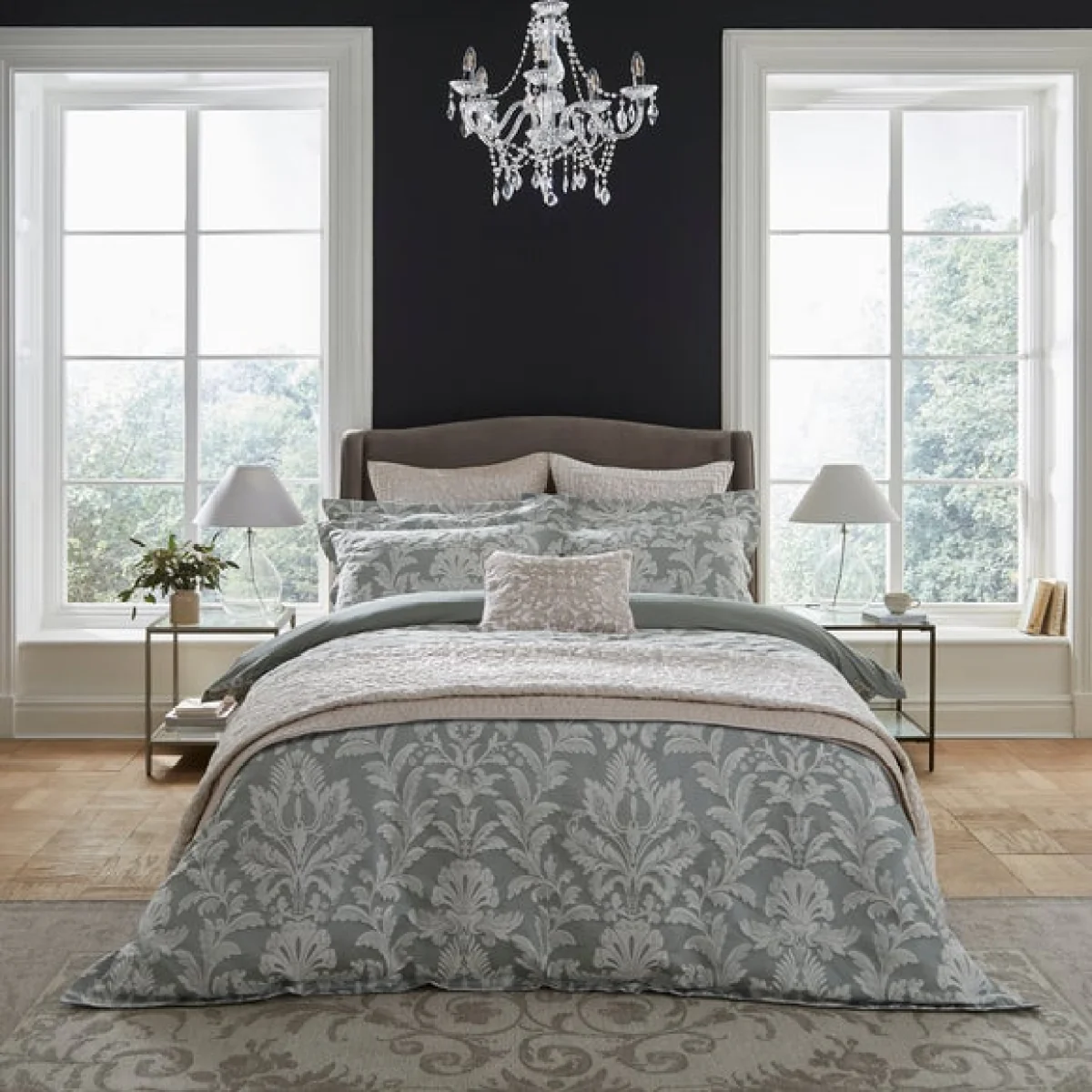 Dorma Florence Duvet Cover and Pillowcase Set Green/White – image 6