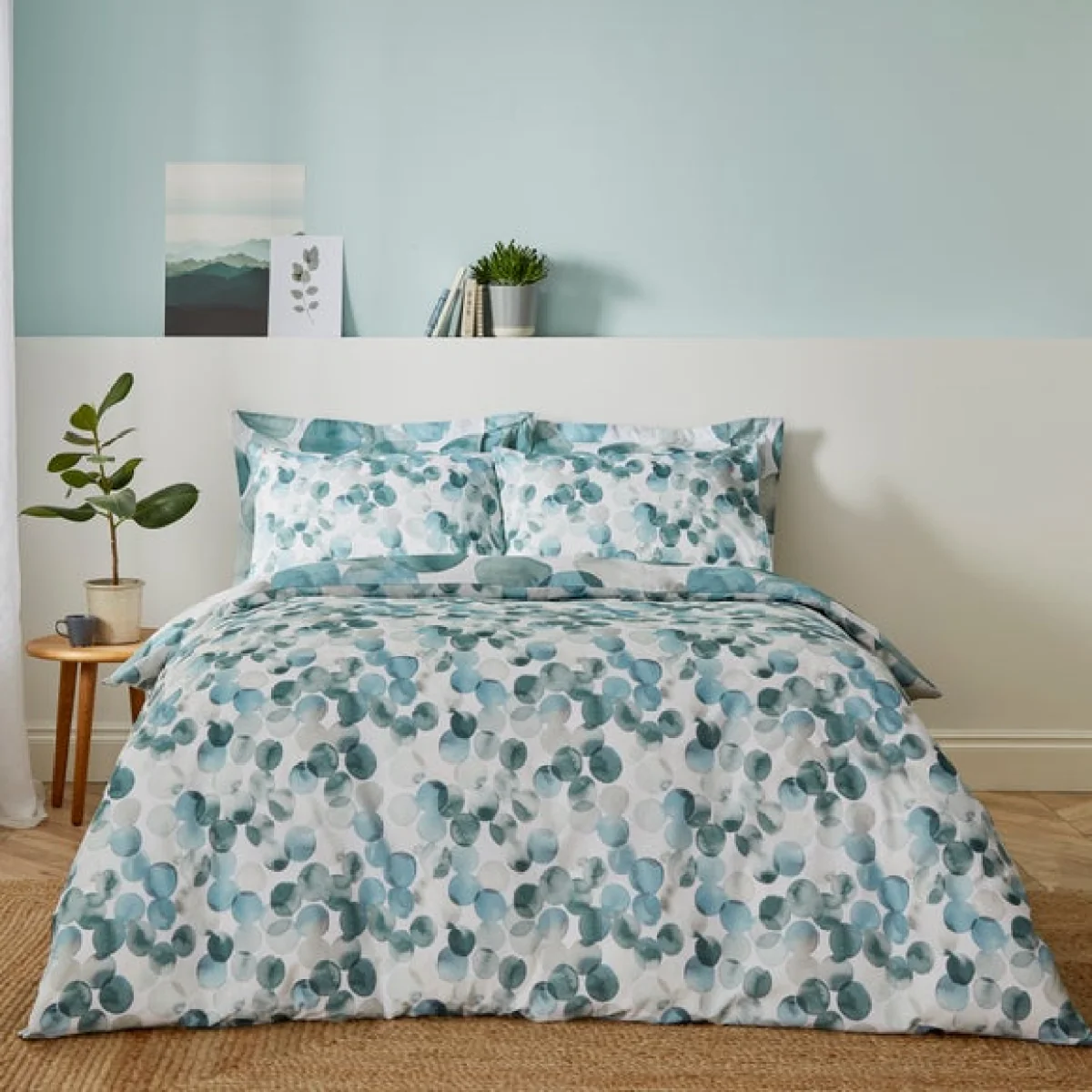 Watercolour Circles Teal Duvet Cover and Pillowcase Set Teal (Green) – image 2
